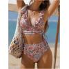 image:imageMakeMeChic Womens 2 Piece Tankini Swimsuits Boho Floral High Waisted Tummy Control Bathing SuitPink