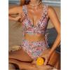 image:imageMakeMeChic Womens 2 Piece Tankini Swimsuits Boho Floral High Waisted Tummy Control Bathing SuitPink