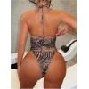 image:imageMakeMeChic Womens 2 Piece Tankini Swimsuits Cheetah Zebra Striped Halter Lace Up Summer Beach ClothingMulticolor