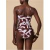 image:imageMakeMeChic Womens 2 Piece Tankini Swimsuits Cut Out Tie Side Thong Bathing SuitBrown