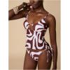 image:imageMakeMeChic Womens 2 Piece Tankini Swimsuits Cut Out Tie Side Thong Bathing SuitBrown
