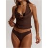 image:imageMakeMeChic Womens 2 Piece Tankini Swimsuits Starfish Halter Draped Tie Backless Cheeky Summer Beach ClothingBrown