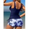 image:imageMakeMeChic Womens 2 Piece Tankini Swimsuits Tropical Wrap Tummy Control Swimsuits with ShortsBlue