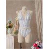 image:imageMakeMeChic Womens 3 Piece Summer Tankini Set Polka Dots Halter Tie Backless Swimsuit with Beach SkirtBlack and White B