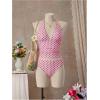 image:imageMakeMeChic Womens 3 Piece Summer Tankini Set Polka Dots Halter Tie Backless Swimsuit with Beach SkirtPink
