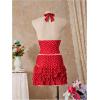 image:imageMakeMeChic Womens 3 Piece Summer Tankini Set Polka Dots Halter Tie Backless Swimsuit with Beach SkirtRed