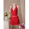image:imageMakeMeChic Womens 3 Piece Summer Tankini Set Polka Dots Halter Tie Backless Swimsuit with Beach SkirtRed
