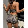 image:imageMakeMeChic Womens Cheetah Zebra Tankini Swimsuits Halter Beaded Beach Vacation Two Piece Bathing SuitsMulticolor