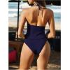 image:imageMakeMeChic Womens Cute Tankini Swimsuits Y2K Halter Triangle Tie Backless Tummy Control Beach Bathing SuitBlue Solid