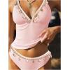image:imageMakeMeChic Womens Cute Tankini Swimsuits Y2K Halter Triangle Tie Backless Tummy Control Beach Bathing SuitPink