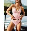 image:imageMakeMeChic Womens Cute Tankini Swimsuits Y2K Halter Triangle Tie Backless Tummy Control Beach Bathing SuitPink