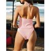 image:imageMakeMeChic Womens Cute Tankini Swimsuits Y2K Halter Triangle Tie Backless Tummy Control Beach Bathing SuitPink
