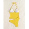image:imageMakeMeChic Womens Cute Tankini Swimsuits Y2K Halter Triangle Tie Backless Tummy Control Beach Bathing SuitYellow