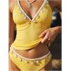 image:imageMakeMeChic Womens Cute Tankini Swimsuits Y2K Halter Triangle Tie Backless Tummy Control Beach Bathing SuitYellow