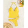 image:imageMakeMeChic Womens Cute Tankini Swimsuits Y2K Halter Triangle Tie Backless Tummy Control Beach Bathing SuitYellow