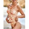 image:imageMakeMeChic Womens Floral Tankini Swimsuits Halter Criss Cross Tie Back 2 Piece Bathing SuitOrange