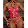 image:imageMakeMeChic Womens Floral Tankini Swimsuits Halter Tie Side Thong 2 Piece Bathing SuitPink