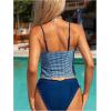 image:imageMakeMeChic Womens Gingham Tankini Sets Tie Front Ruffle Bikini Set High Cut Two Piece Swimsuit Floral Bathing SuitBlue
