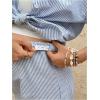 image:imageMakeMeChic Womens Maternity Clothes 2 Piece Fall Outfits Striped Button Down Shirt and Pants Pregnancy SetsBlue
