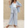 image:imageMakeMeChic Womens Maternity Clothes 2 Piece Fall Outfits Striped Button Down Shirt and Pants Pregnancy SetsBlue