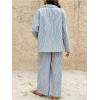 image:imageMakeMeChic Womens Maternity Clothes 2 Piece Fall Outfits Striped Button Down Shirt and Pants Pregnancy SetsBlue