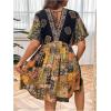 image:imageMakeMeChic Womens Plus Size Boho Dress Half Sleeve Flowy Sundress V Neck Summer Short DressesBlack