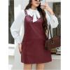 image:imageMakeMeChic Womens Plus Size Christmas Overall Dress Leopard Print Pinafore Adjustable Strap Short DressBurgundy