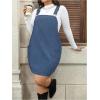 image:imageMakeMeChic Womens Plus Size Christmas Overall Dress Leopard Print Pinafore Adjustable Strap Short DressDusty Blue