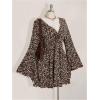 image:imageMakeMeChic Womens Plus Size Floral Bell Sleeve Mini Dress V Neck Flare Boho Summer DressesMulticolor