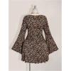 image:imageMakeMeChic Womens Plus Size Floral Bell Sleeve Mini Dress V Neck Flare Boho Summer DressesMulticolor