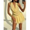 image:imageMakeMeChic Womens Plus Size Halter Dress Ruffle Tiered Draped Backless Y2K Mini DressesYellow