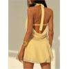 image:imageMakeMeChic Womens Plus Size Halter Dress Ruffle Tiered Draped Backless Y2K Mini DressesYellow