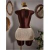 image:imageMakeMeChic Womens Plus Size Halter Mini Dress Open Back Mesh Sheer Draped Bodycon Dresses Y2K Club OutfitApricot