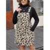 image:imageMakeMeChic Womens Plus Size Overall Dress Leopard Print Pinafore Adjustable Strap Corduroy Short Dress Apricot XLarge Plus