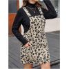 image:imageMakeMeChic Womens Plus Size Overall Dress Leopard Print Pinafore Adjustable Strap Corduroy Short Dress Apricot XLarge Plus