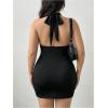 image:imageMakeMeChic Womens Plus Size Summer Halter Mini Dress Deep V Neck Backless Bodycon Ruched Y2K Short Dresses