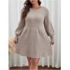 image:imageMakeMeChic Womens Plus Size Sweater Dress Long Sleeve Crew Neck Fall Winter Pullovers Jumper DressesApricot