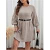 image:imageMakeMeChic Womens Plus Size Sweater Dress Long Sleeve Crew Neck Fall Winter Pullovers Jumper DressesApricot