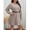 image:imageMakeMeChic Womens Plus Size Sweater Dress Long Sleeve Crew Neck Fall Winter Pullovers Jumper DressesApricot