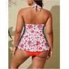image:imageMakeMeChic Womens Plus Size Triangle Thong Bikini Sets Floral Cute Halter Tankini Tops Bathing Suit SwimsuitsRed and White