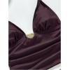 image:imageMakeMeChic Womens Summer Halter Tankini Swimsuit Beaded Backless Modest Two Piece Bathing SuitsRed Violet