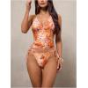 image:imageMakeMeChic Womens Tankini Swimsuits Cute Cheeky Swimsuit Plaid Halter Tankini Bathing SuitsOrange