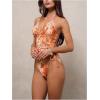 image:imageMakeMeChic Womens Tankini Swimsuits Cute Cheeky Swimsuit Plaid Halter Tankini Bathing SuitsOrange