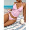 image:imageMakeMeChic Womens Tankini Swimsuits Cute Cheeky Swimsuit Plaid Halter Tankini Bathing SuitsPink