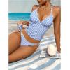 image:imageMakeMeChic Womens Tankini Swimsuits Cute Cheeky Swimsuit Plaid Halter Tankini Bathing SuitsPlaid Blue