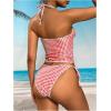 image:imageMakeMeChic Womens Tankini Swimsuits Cute Cheeky Swimsuit Plaid Halter Tankini Bathing SuitsRed and White