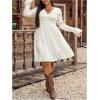 image:imageMakeMeChic Womens Western Lace Dress with Flared Sleeves V Neck Boho Midi Dress for Country ConcertApricot