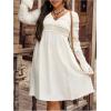 image:imageMakeMeChic Womens Western Lace Dress with Flared Sleeves V Neck Boho Midi Dress for Country ConcertApricot