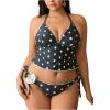 image:imageMAKEMECHIC Womens Plus Size 2 Piece Tankini Swimsuits Polka Dots Halter High Cut Bathing SuitBlack