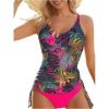 image:imageMAKEMECHIC Womens Ruched Tankini Swimsuits Tropical Print Wrap Tummy Control 2 Piece Bathing SuitMulticolor